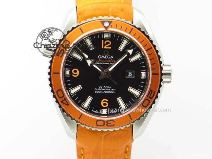 1229 Planet Ocean GMT 42mm V6F 1:1 Best Edition Blue Bezel Orange Numbers On SS Bracelet A Compact 8254